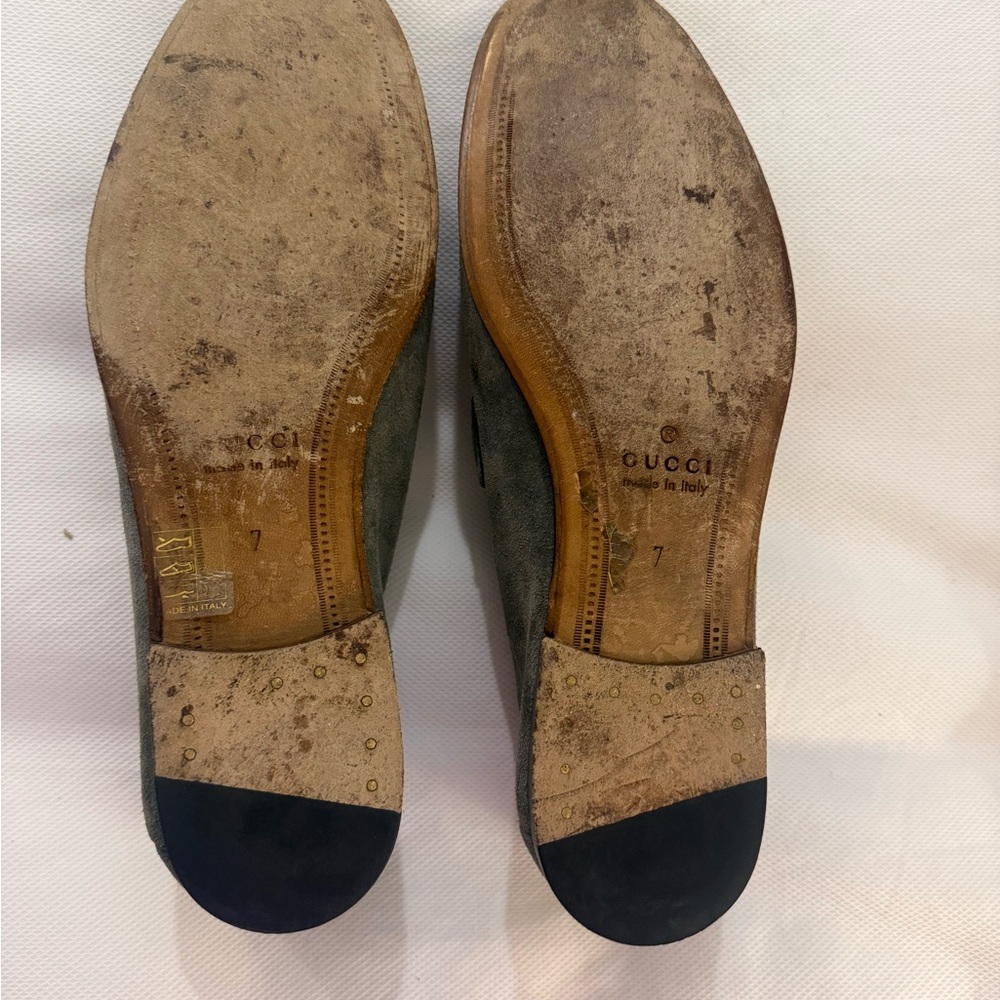 Gray Suede Loafers with Gold horsebit - Picture 4 of 6